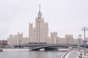 Wall Mural - Moscow , Russia - November 19, 2022 : High-rise building on Kotelnicheskaya embankment. One of the seven completed Stalin skyscrapers.