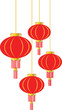 Chinese traditional hanging lantern for new year, lunar festival.  PNG element decoration.