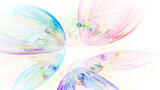 Fototapeta  - Abstract colorful rainbow shapes. Fantasy light background. Digital fractal art. 3d rendering.