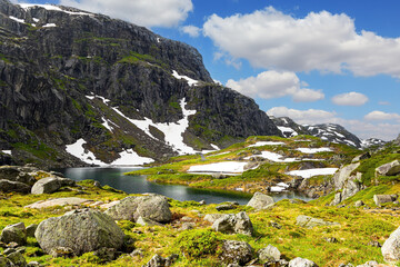 Wall Mural - Snow is reflected in the icy water