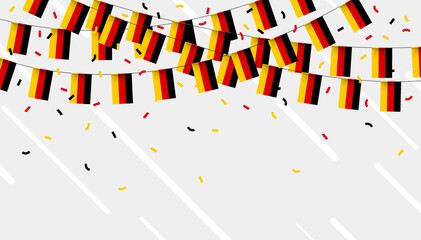 Germany celebration bunting flags with confetti and ribbons on white background. vector illustration.