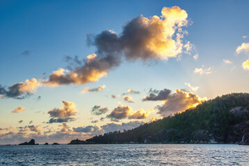 Canvas Print - Colorful sunset over a beautiful tropical island