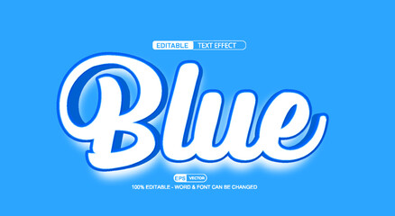 Wall Mural - Blue 3d editable text effect vector template 