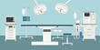 Operating room. Medical hospital surgery operation room interior at the hospital with medical equipment , vector illustration.