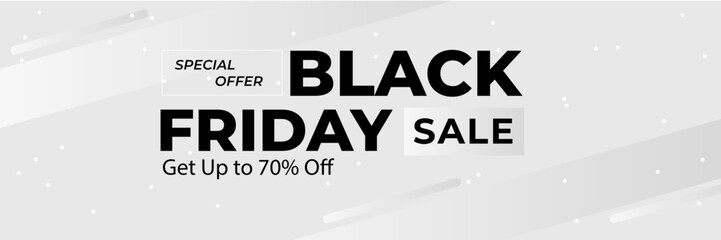 Canvas Print - Black Friday and Cyber Monday banner long narrow header for website. 3d black and blue realistic design and sale text. Stock vector illustration.