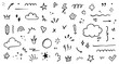 © Polina Tomtosova - Sketch underline, emphasis, arrow shape set. Hand drawn brush stroke, highlight, speech bubble, underline, sparkle element. Vector illustration.