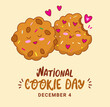 National Cookie Day 4th December. Funny chocolate sweet Cookie. Vector illustration in cartoon style