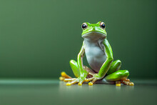 Green Frog With Green Background Illustration