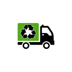 Poster - Garbage Truck with Recycle Symbol isolated on white background