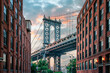 Manhattan Bridge viewed from the Brooklyn district in New York City