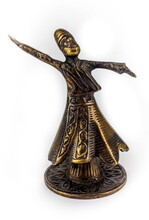 Purchased Miniature Figurine Made Of Brass Close-up On A White Background