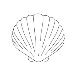Wall Mural - Vector isolated cute tiny shell contour doodle drawing icon logotype. Colorless contour line simple shell shape