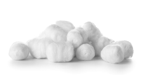 Wall Mural - Soft cotton balls on white background