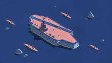 Illusrtation Of Aircraft Carrier In The Sea