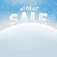 Wall Mural - Winter Christmas sale text snowdrift and snowfall