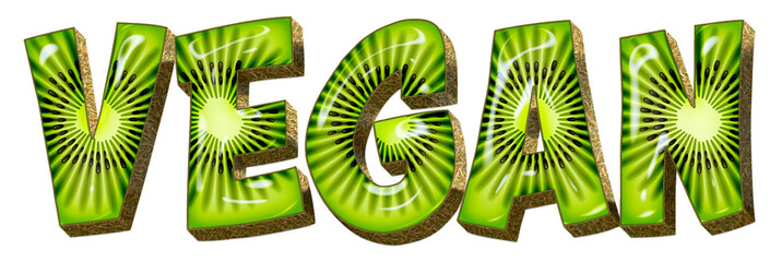 Vegan Kiwi Text 3D