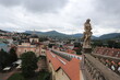 View of the city of Decin in the Czech Republic and the surrounding mountains