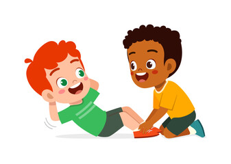 Sticker - little kid do exercise named sit up