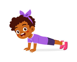 Sticker - little kid do exercise named push up