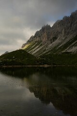 Poster - Gloomy sky over the Olbe Lakes and scenic mountains, Italy