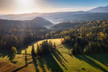  Autumnal scenery under the Tatra Mountains, Lapszanka. Poland