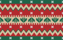 Christmas Sweater Pattern, Red, White, Green, Cream.