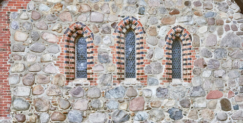 Poster - Church window of a typical old church in Lower Saxony, Germany, place is called Sprakensehl.