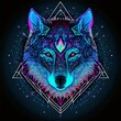 canvas print picture - Krafttier Wolf in leuchtenden Farben, made by AI, künstliche Intelligenz