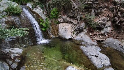 Canvas Print - Beautiful scenery of the Chantara waterfall stream in Cyprus