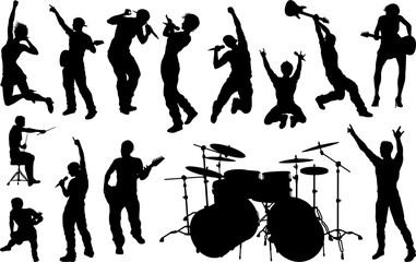 Poster - Musicians Group People Silhouettes