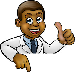scientist cartoon character sign
