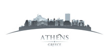Athens Greece City Silhouette White Background