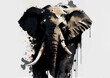 Zeichnung Elefant vor weißem Hintergrund