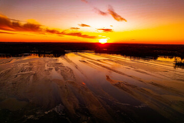 Sunset background lake landscape aerial 