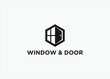 window and door with hexagons logo design vector silhouette illustration