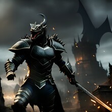 Dragon World Fantasy Warrior Character 3d Illustration