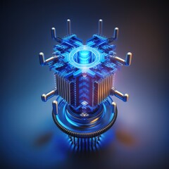 Leinwandbilder - Abstraction concept of Quantum computer Futuristic modern 3d illustration