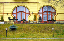 Slovakia - High Tatras - Two Abstract Half-circle Windows Of Art Nouveaux (secese) Style Of Old Mountain Resort Cottage