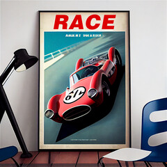 Wall Mural - Car race poster