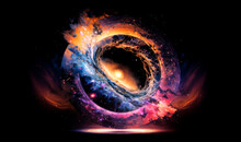 Abstract Art. Colorful Painting Art Of A Black Hole Or Galaxy In Space. Background Illustration. Digital Art Image.