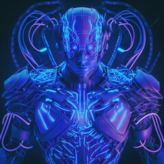 Aufkleber - Sci-fi robotic exoskeleton suit or armor with human inside Futuristic modern 3d illustration