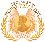 Fototapeta Dinusie - Nobel Prize Day template design with  a person drawn on it illustrated background