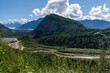 Scenic shot of the Chugach Mountains across the Matanuska River in Valdez, Alaska