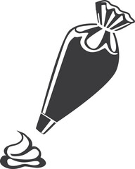 Sticker - Piping bag with cream swirl. Icing tool icon