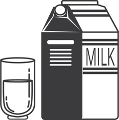 Sticker - Milk box package icon. Black dairy symbol