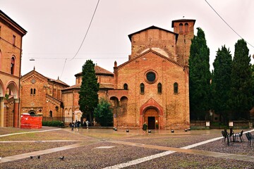 Poster - Exterior of the Basilica of Santo Stefano also known as the complex of the 'Sette Chiese' in Bologna, Emilia Romagna, Italy