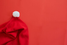 Santa Claus Red Hat On Red Background