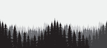 Silhouette Forest, Nature Design Vector