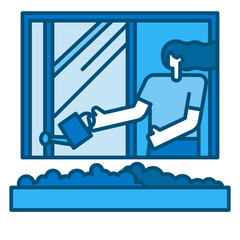 open windows blue line icon