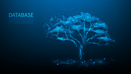 Wall Mural - tree digital technology big data background. online network cloud storage. business innovation techn